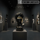 Modern David Head Sculpture with Gold Mask – Luxury Abstract Art Bust for Living Room, Office & Contemporary Home Décor