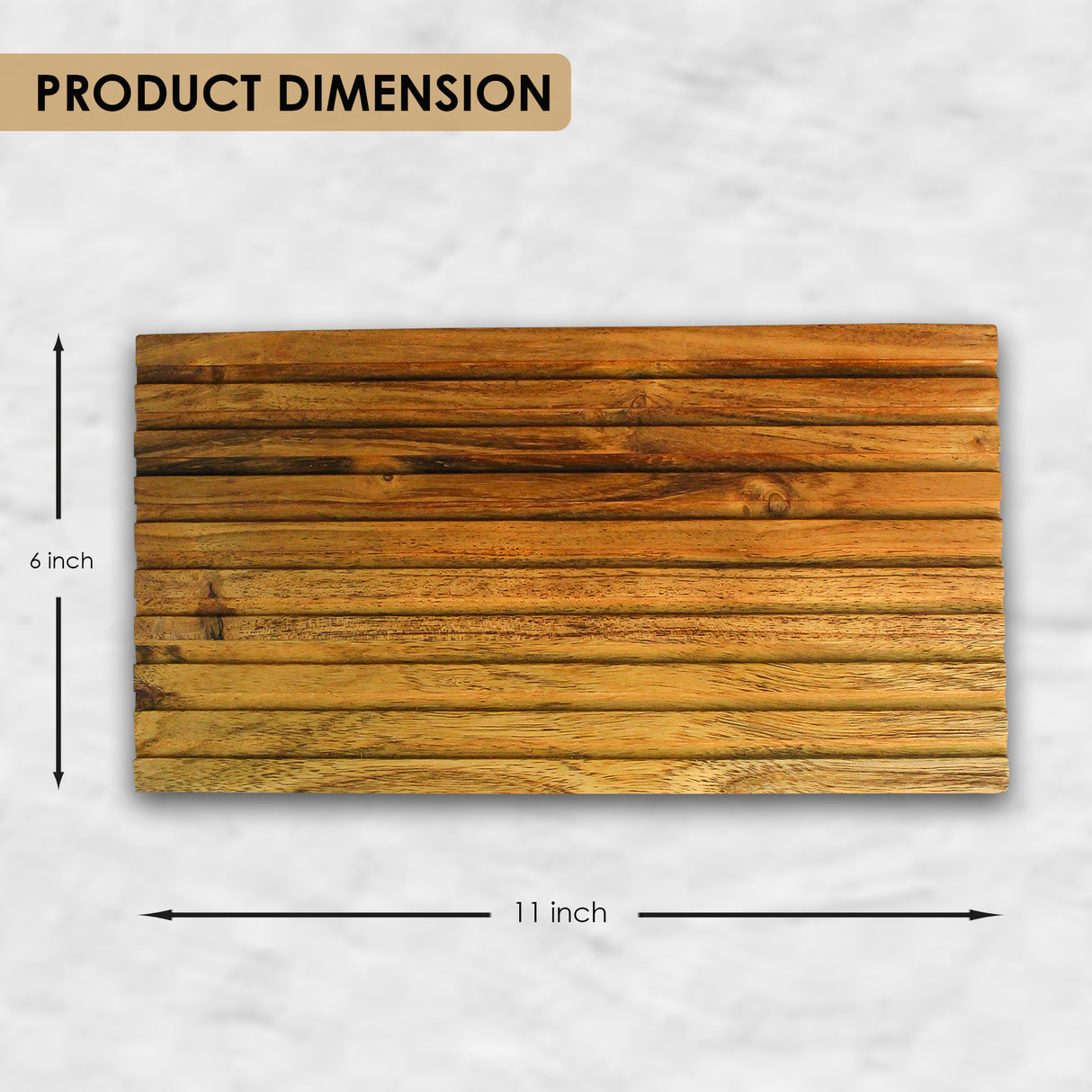 Acacia Wood Ribbed Serving Board – 18" Edge Grain Cheese & Bread Platter with Grooves