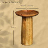 Natural Finish Round Solid Mango Wood Accent Table for Home Furniture