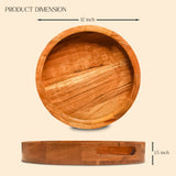 Handcrafted Wooden Round Tray with Handles - Serving Tray Coffee, Snacks & Kitchen