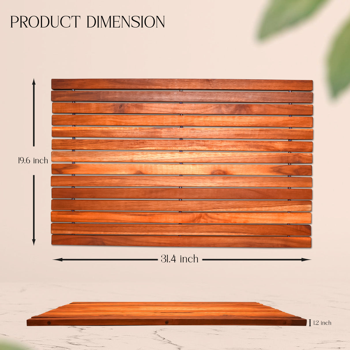 Foldable Teak Shower & Bath String Mat (31.4" x 19.6")