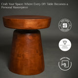 Rustic Wooden Side Table (16"x16"x18")