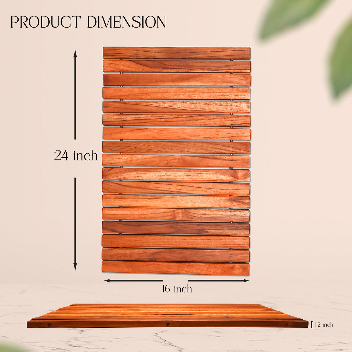 Foldable Teak Shower and Bath String Mat (24" x 16 ")