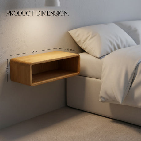 Floating Bedside Table Wall Mounted – Wooden Nightstand Shelf for Bedroom Storage & Home Décor