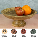 Wooden Pedestal Bowl for Fruit with Detachable Base for Home and Kitchen Design (Brown)