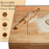 Reversible Wooden Pastry Board with Engraved Ruler – Baking Essential