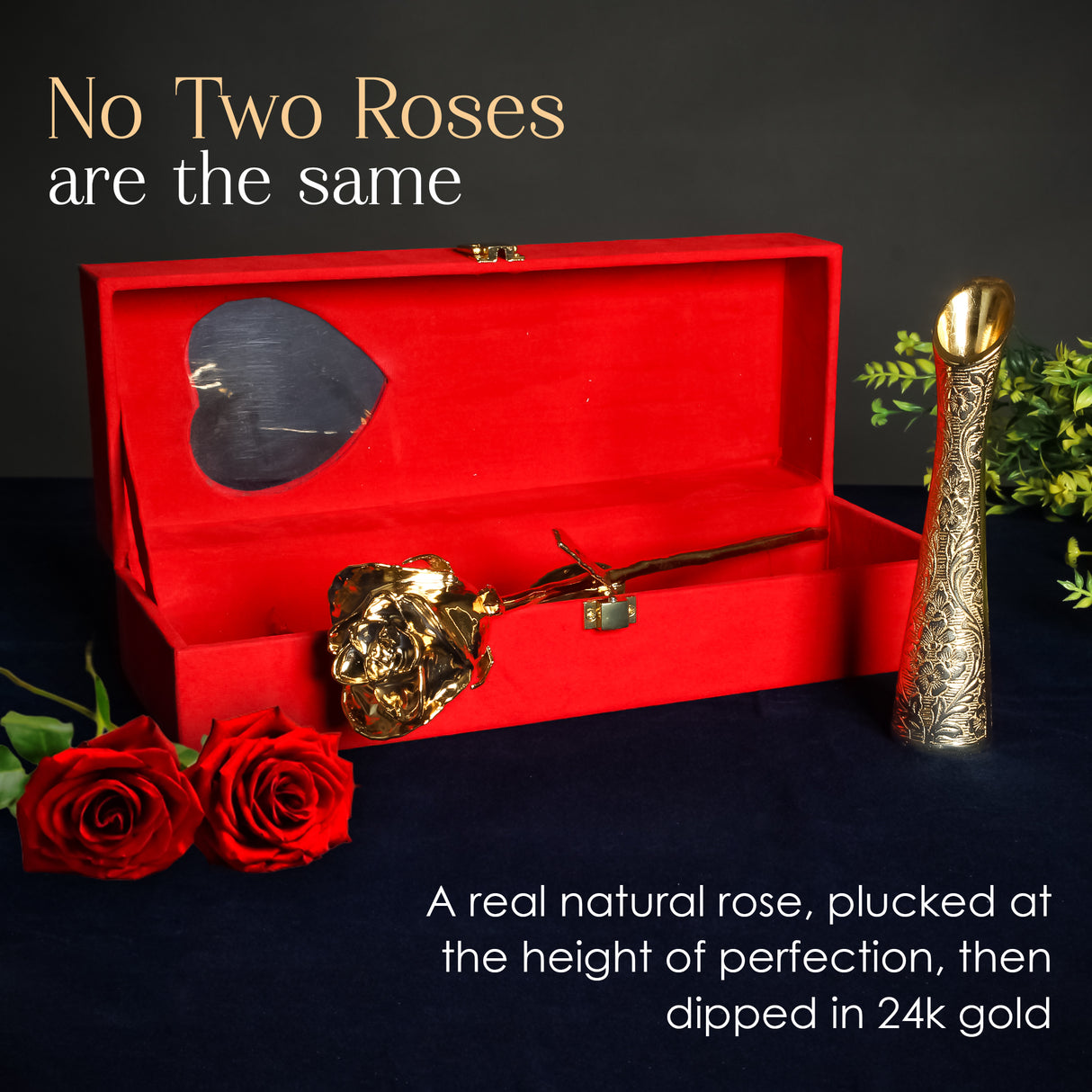 Gold Rose Vase with Velvet Box