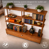 Designer Wooden Bookcase with Storage | Space Saving Shelving Unit for Modern Interiors