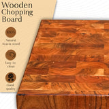 Premium Acacia End Grain Wooden Chopping Board with Beeswax Care Combo