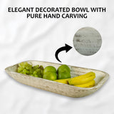 Handcrafted Wooden Dough Bowl for Baking in the Kitchen - 19 x 8 x 3 Inch(White)