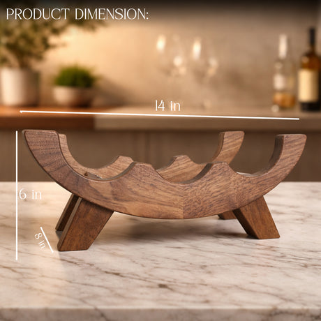 Wooden Wine Rack – Modern Countertop Wine Bottle Holder – Decorative Solid Wood Wine Stand for Kitchen, Bar & Dining