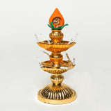Saleberate Electric Golden LED Diya Lamp with Flame Design | Multi-Layer Temple Pooja Diya Light for Home, Mandir & Festivals