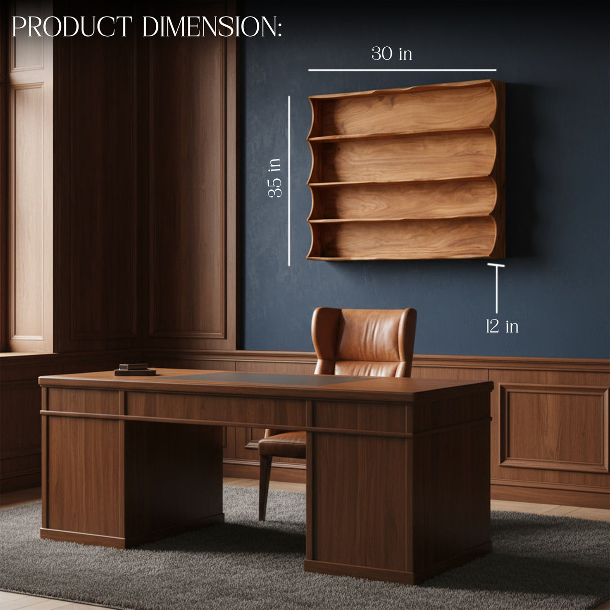 Handcrafted Solid Wood Wall Shelf – Elegant Floating Bookshelf for Living Room, Study & Office – Decorative Storage & Display Rack