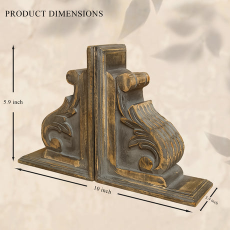 Premium Rustic Wooden Bookends