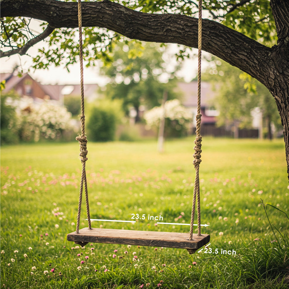 Wooden Tree Swing for Adults & Kids – Heavy Duty Outdoor Swing with Jute Rope, Rustic Yard or Garden Swing Seat, Handmade Bench Swing Gift
