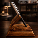 Bent Wood Pen Holder in Solid Walnut | Luxury Wooden Desk Organizer | Handcrafted Pen Stand for Office, Writers & Gifts