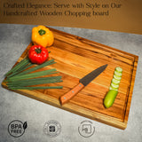 Teak Wood Chopping Board with Juice Groove – Kitchen Prep Essential (Large)