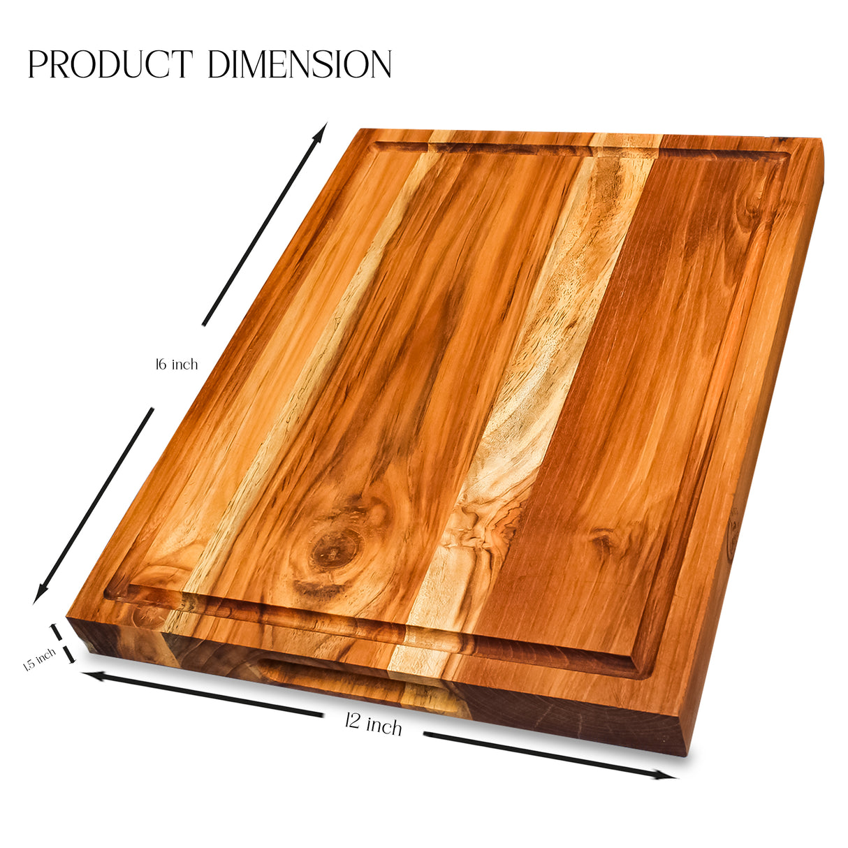 Teak Wood Chopping Board with Juice Groove – Kitchen Prep Essential (Medium)