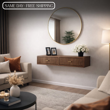 Modern Floating Wooden Console Table – Premium Wall-Mounted Entryway & Living Room Storage Unit