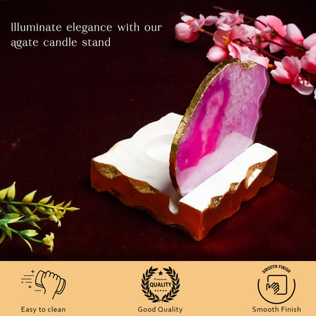 Elegant Pink Agate Candle Coasters