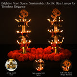 Saleberate Electric Golden LED Diya Lamp with Om Design | Multi-Layer Temple Pooja Diya Light for Home, Mandir & Festivals