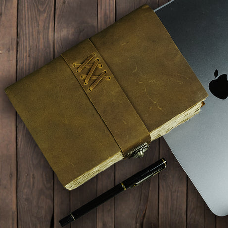 Brown Leather Journal with a Side Lock