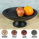 Wooden Pedestal Fruit Bowl with Adjustable Base – Mango Wood Decorative Bowl (Black)