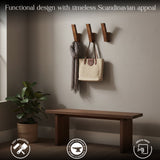 Wooden Wall Hooks Wall Mounted – Solid Wood Coat Hooks for Hanging Clothes, Towels, Bags & Jackets