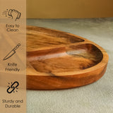 Wooden Multi-Section Serving Platter – Divided Snack & Appetizer Tray for Entertaining