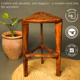 Saleberate Solid Walnut Wooden Triangle Stool - 24 Inch Bar Stool for Home, Kitchen & Café - Handcrafted Wooden Furniture with Premium Finish - Durable & Comfortable Seating