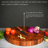 Round Wooden Butcher Block Cutting Board – Durable Kitchen Prep Board