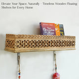 Handcrafted Wooden Wall Shelf with Intricate Carvings