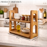 2-Tier Wooden Spice Rack for Kitchen Counter – Masala Organizer Stand for Spice Bottles, Herbs & Condiments