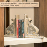 Premium Rustic Wooden Bookends