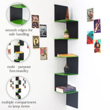 5-Tier Floating Corner Wall Shelf (Green & Black)