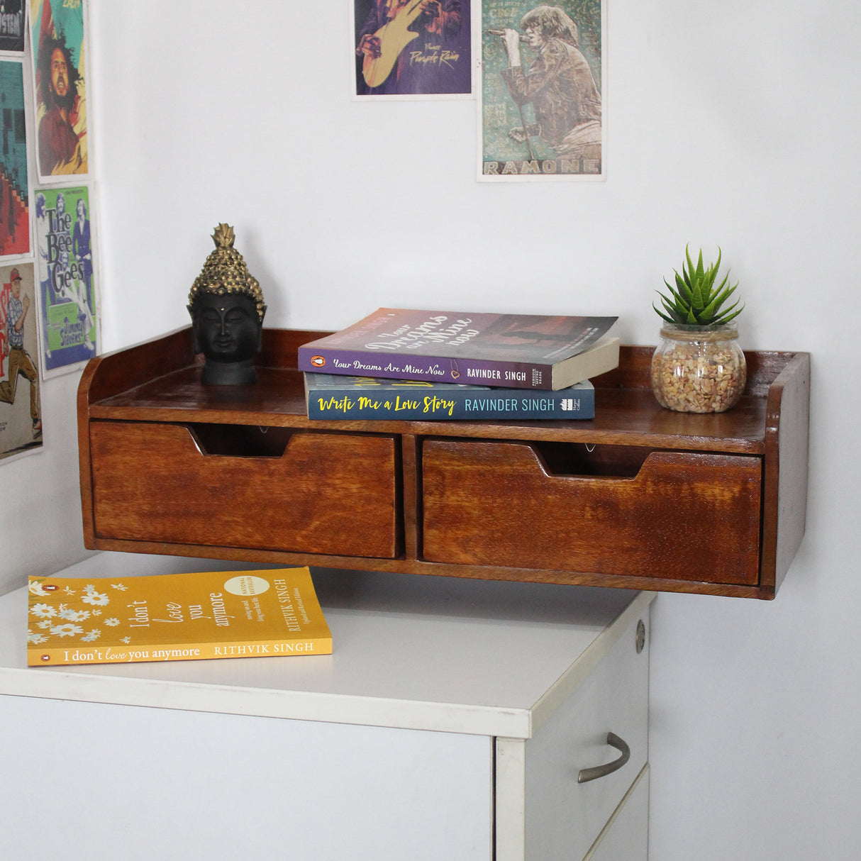 Rustic Floating  Dual Drawers (Brown)