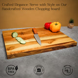 Teak Wooden Cutting Board – Groove-Free Design with Beeswax Care Combo for Kitchen Prep