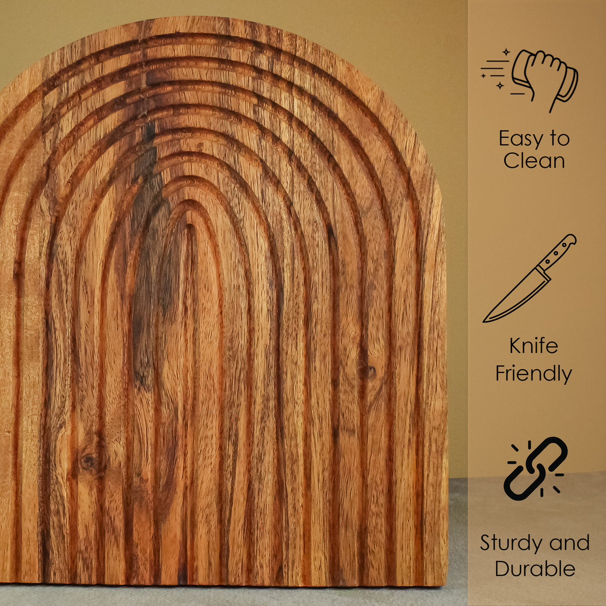 Arch Shaped Acacia Wood Serving Platter – Cheese & Snack Tray for Parties