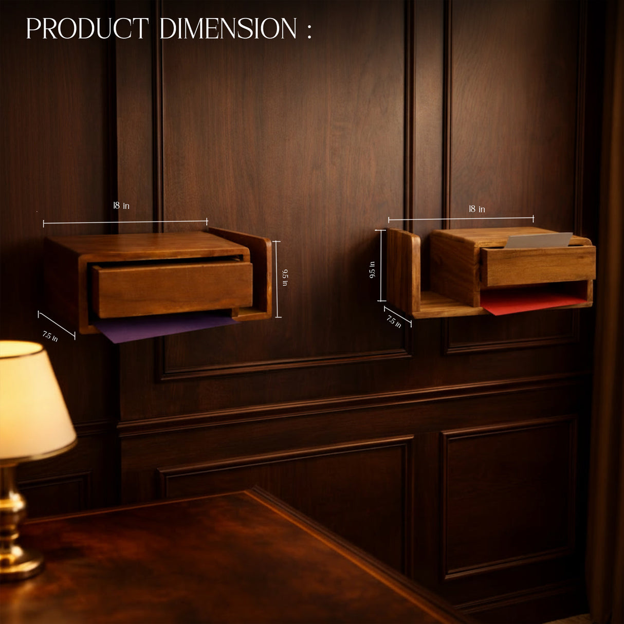 Handmade Wooden Wall Mounted Drawer – Floating Bedside Storage Drawer for Bedroom & Home Décor