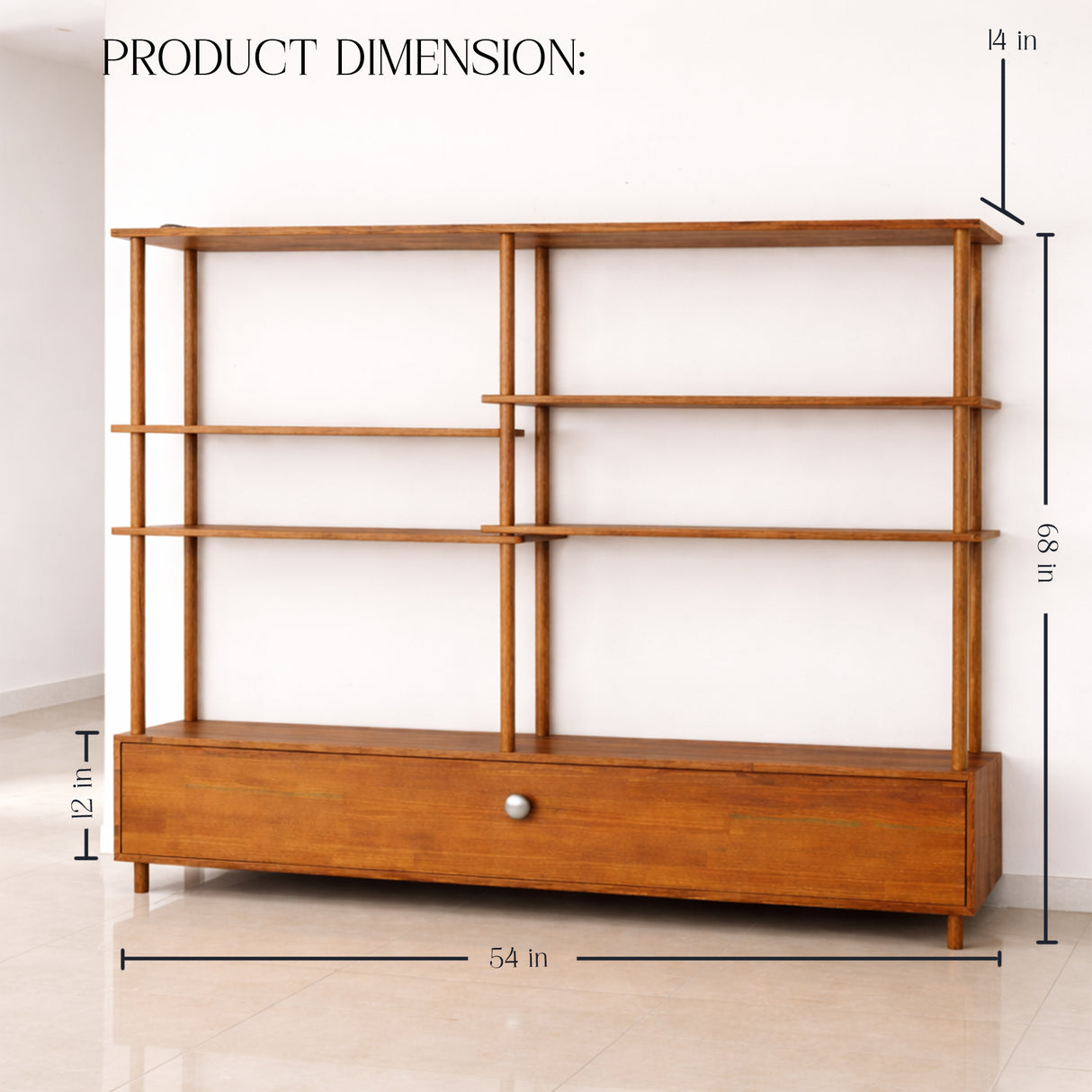 Designer Wooden Bookcase with Storage | Space Saving Shelving Unit for Modern Interiors