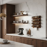 Premium Wooden Wall Spice Rack Organizer with Jars – Vertical Space Saving Masala Stand for Modern Kitchens