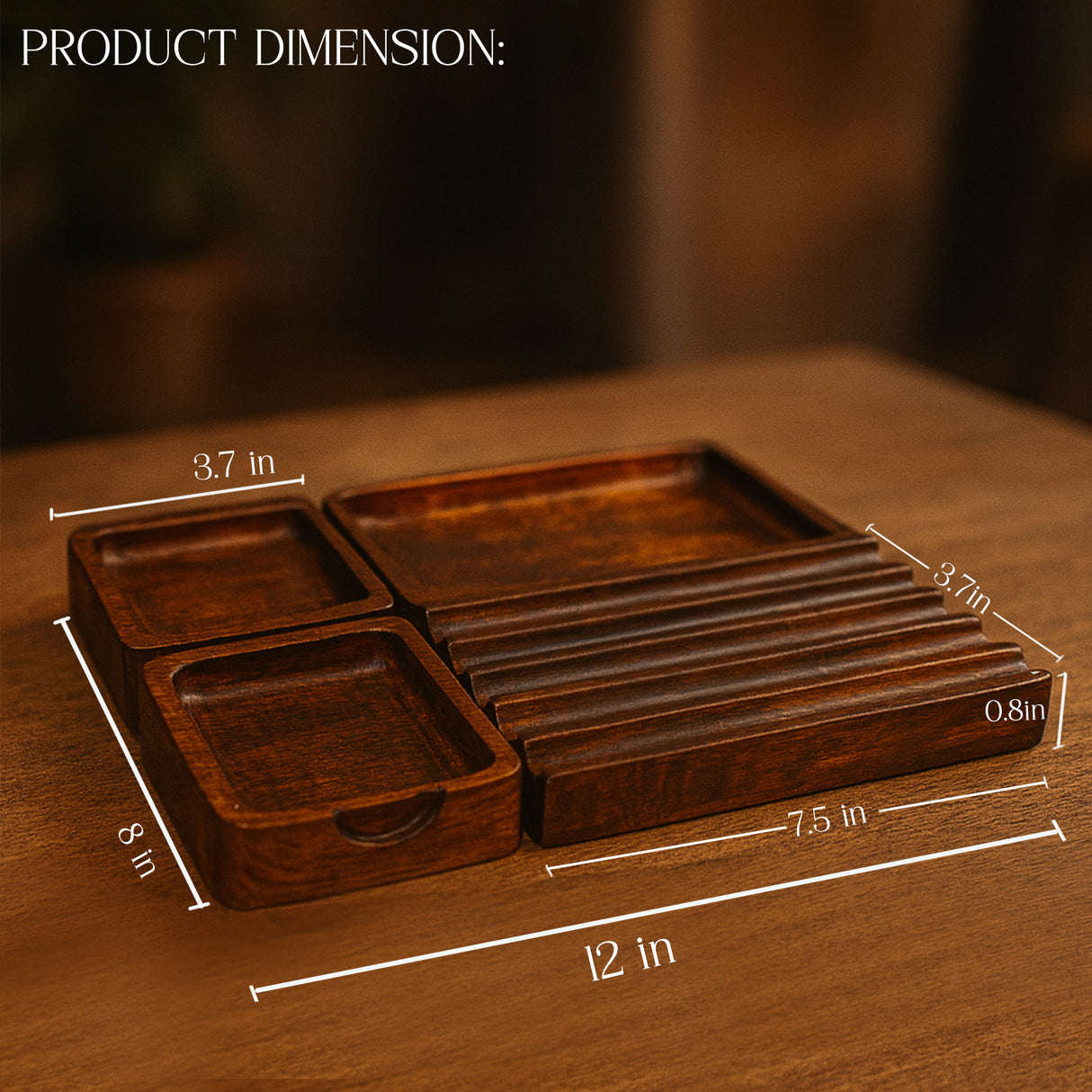 Premium Walnut Desk Docking Station – Handcrafted Wooden Organizer for Phone, Glasses & Daily Essentials