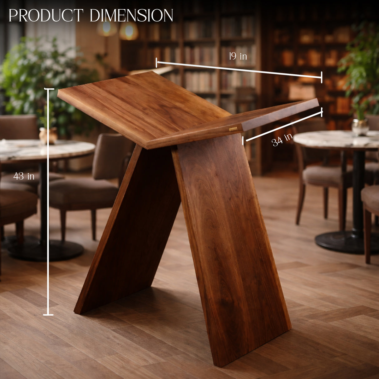 Luxury Wooden Floor Book Stand – Solid Teak Angled Reading Display for Quran, Bible & Large Books