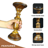 Wooden Handcrafted Candle Holders (Set of 3)