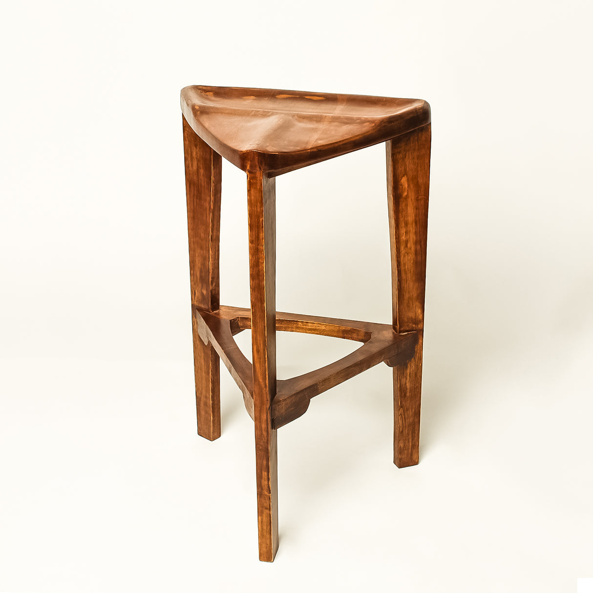 Saleberate Solid Walnut Wooden Triangle Stool - 24 Inch Bar Stool for Home, Kitchen & Café - Handcrafted Wooden Furniture with Premium Finish - Durable & Comfortable Seating