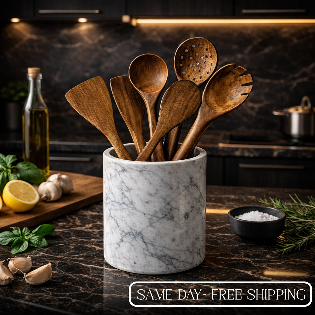 Handcrafted Wooden Spatula Set of 6 - Natural Wood Cooking Utensils, Heat Safe Kitchen Tools-Farmhouse Kitchen Gift by Saleberat