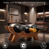 Wooden Wine Rack – Modern Countertop Wine Bottle Holder – Decorative Solid Wood Wine Stand for Kitchen, Bar & Dining