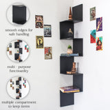 5-Tier Floating Corner Wall Shelf  (Black)