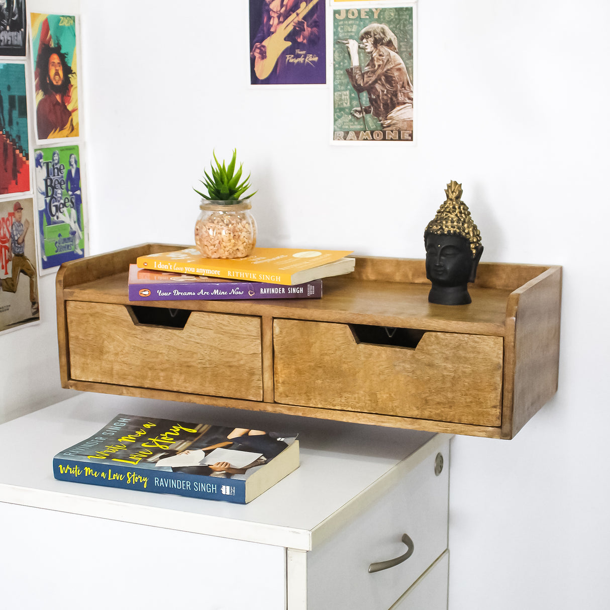 Rustic Floating  Dual Drawers (Natural)