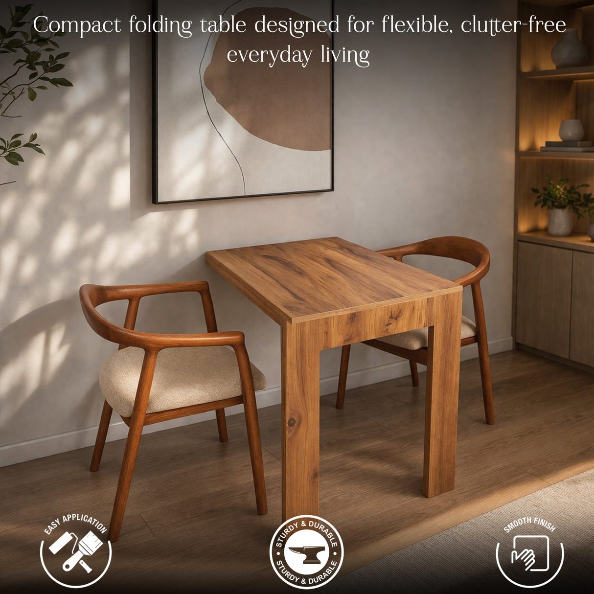 Wall Mounted Folding Table Wooden – Foldable Desk for Study, Dining, Work, Laptop Table for Small Spaces & Home